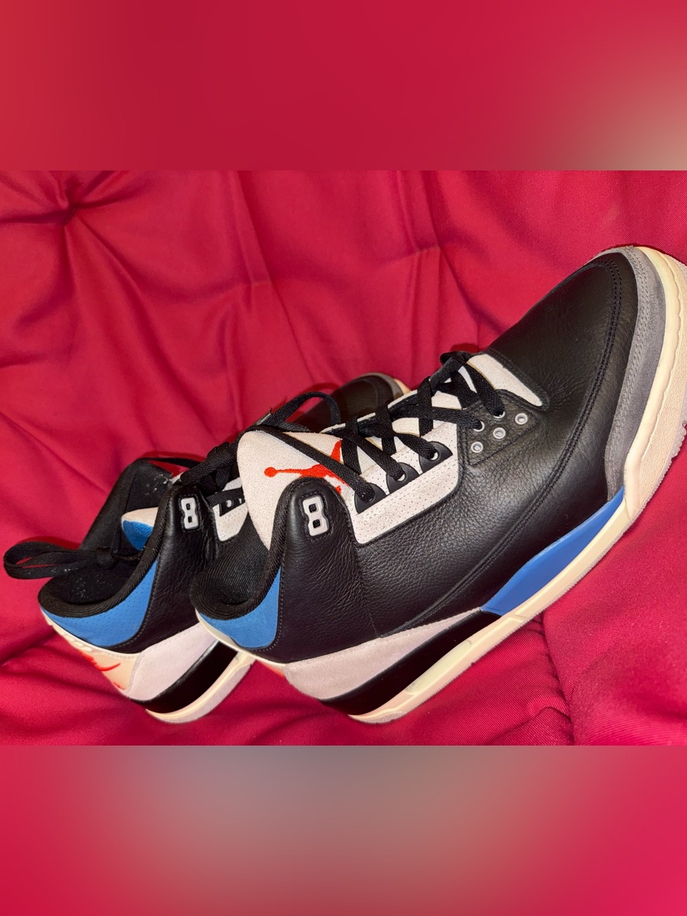 Jordan Men's Black, White and Blue Retro Low-Top Sneakers